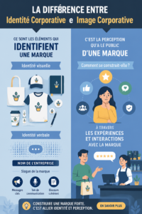 Graphique illustrant l'identité et l'image corporative d'une entreprise.