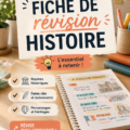 Fiche de révision d'histoire avec des notes colorées et structurées.