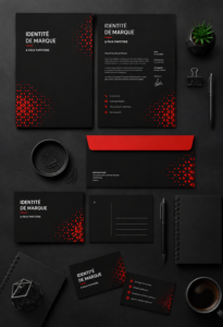 Un échantillon de designs d'identité de marque illustrant une cohérence visuelle.
