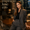 Une femme élégamment habillée dans un environnement moderne et chic, représentant l'inspiration luxe.