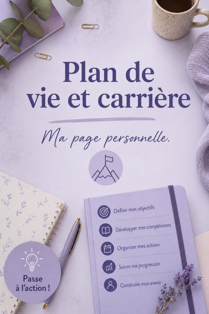 Femme épanouie avec un plan de carrière en main, souriante devant son bureau