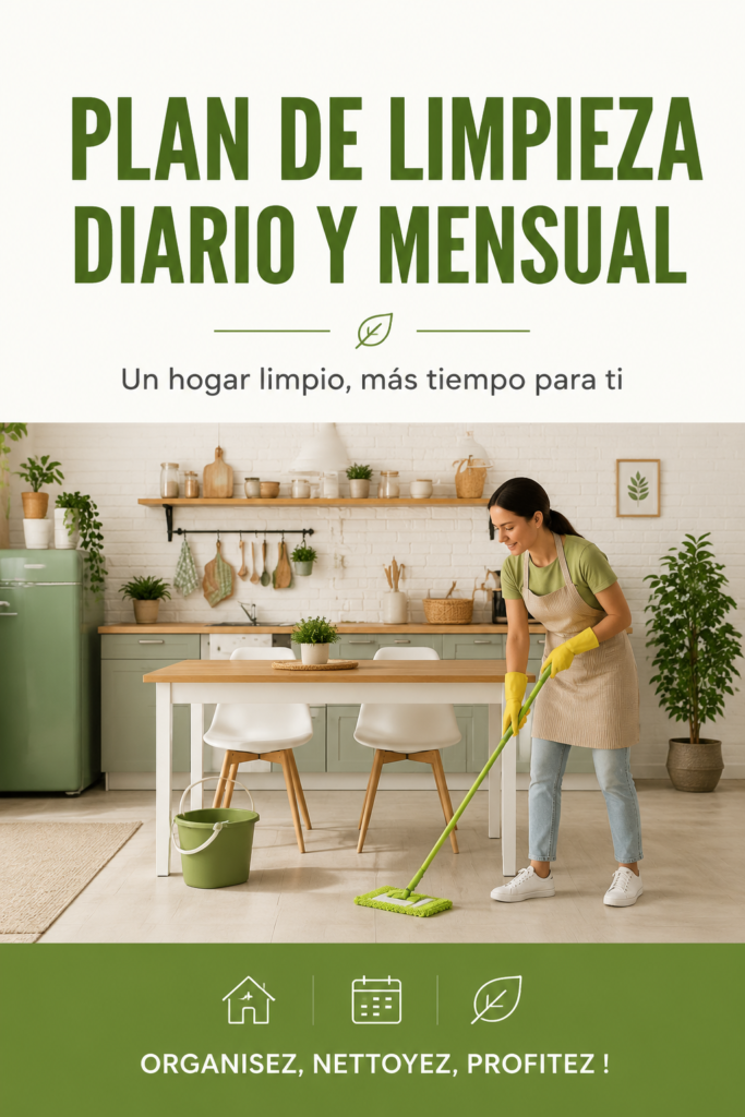 Femme heureuse nettoyant sa maison avec organisation et plaisir