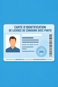 Une femme tenant une carte de conduite personnalisée, représentant une identité professionnelle forte.