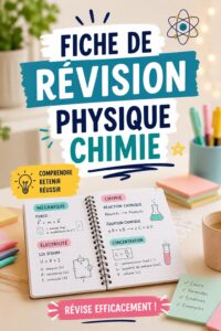 Une fiche de révision en physique-chimie bien structurée sur un bureau