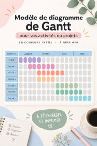 Diagramme de Gantt pastel imprimable pour une meilleure organisation des projets.