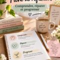 Femme utilisant une fiche de réflexion pour gérer ses émotions et objectifs
