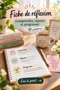Femme utilisant une fiche de réflexion pour gérer ses émotions et objectifs