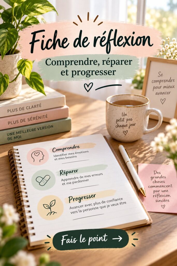 Femme utilisant une fiche de réflexion pour gérer ses émotions et objectifs