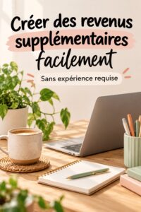 Femme souriante en train de travailler sur un projet générant des revenus supplémentaires.