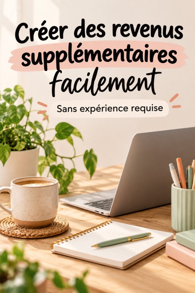 Femme souriante en train de travailler sur un projet générant des revenus supplémentaires.