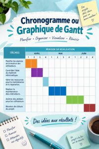 Exemple de graphique de Gantt illustrant une gestion de projet efficace.