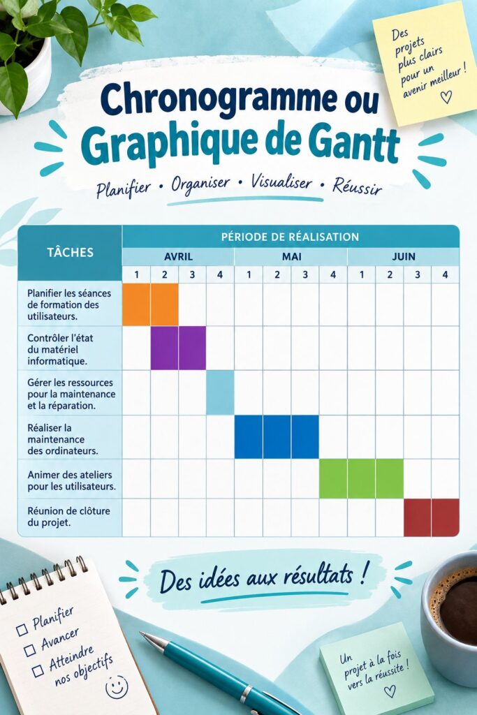 Exemple de graphique de Gantt illustrant une gestion de projet efficace.