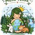 Une illustration colorée de la Terre Mère représentant la nature et l'harmonie