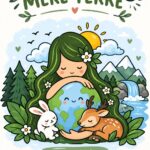 Une illustration colorée de la Terre Mère représentant la nature et l'harmonie