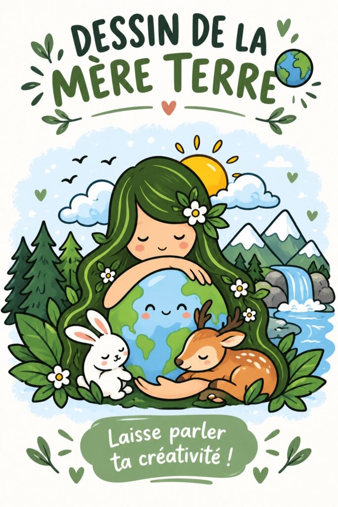 Une illustration colorée de la Terre Mère représentant la nature et l'harmonie