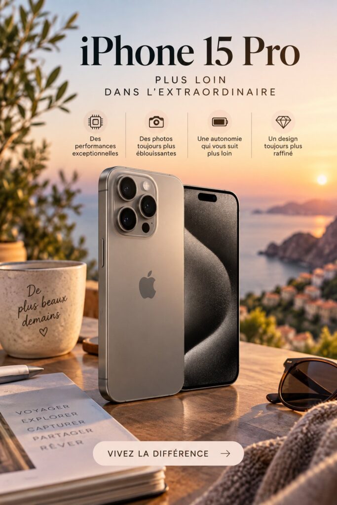 Femme utilisant un iPhone 15 Pro pour améliorer sa productivité