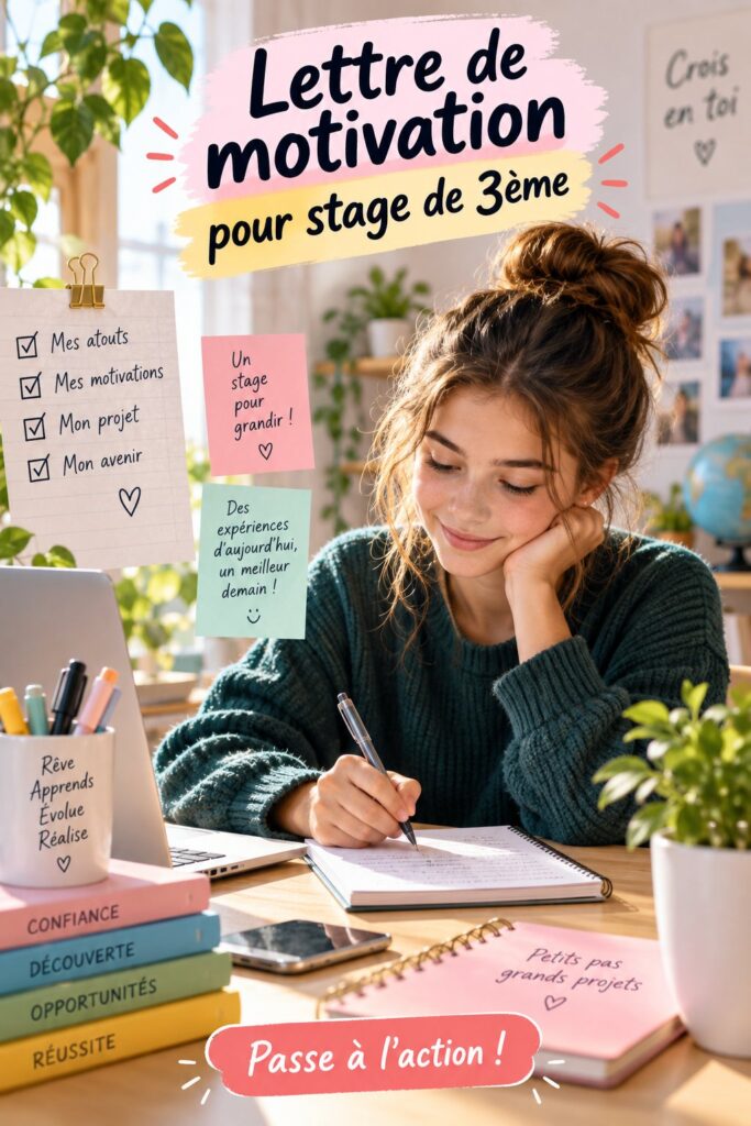 Image d'une lettre de motivation préparée pour un stage de 3ème