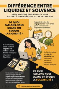 Illustration représentant les concepts de liquidité et de solvabilité dans un contexte financier.