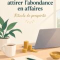 Femme méditant avec un carnet en lisant des mantras pour son entreprise
