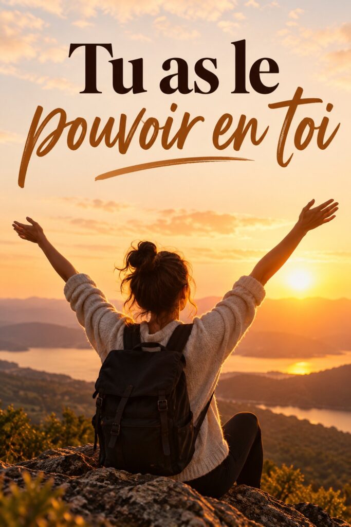Image inspirante d'une femme méditant dans la nature, symbolisant le pouvoir intérieur et le développement personnel.
