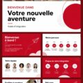 Modèle de présentation professionnelle en rouge pour l'onboarding