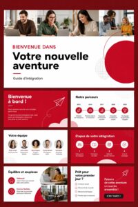 Modèle de présentation professionnelle en rouge pour l'onboarding