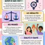 Illustration représentant l'égalité des genres, montrant des femmes et des hommes travaillant ensemble.