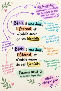 Image inspirante représentant le texte du Psaume 103, avec un arrière-plan apaisant.