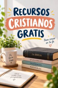 Une sélection de ressources chrétiennes gratuites sur un bureau inspirant, favorisant la réflexion spirituelle.