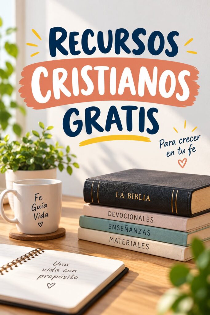 Une sélection de ressources chrétiennes gratuites sur un bureau inspirant, favorisant la réflexion spirituelle.