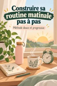 Femme souriante profitant d'une routine matinale sereine avec une tasse de thé