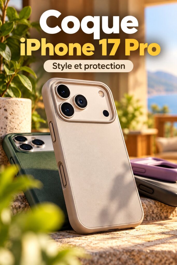 Coques colorées et stylées exposées pour iPhone 17 Pro sur une table