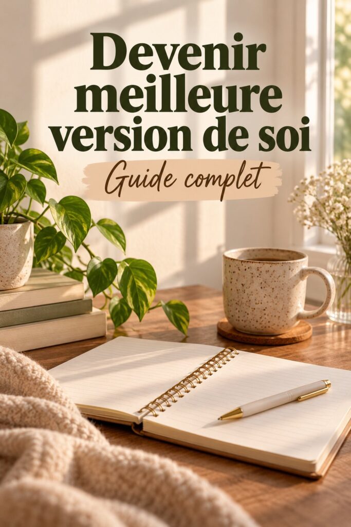 Femme souriante avec un livre de développement personnel à la main, représentant l'épanouissement.