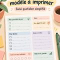 Modèle de carnet de productivité imprimable sur une table.