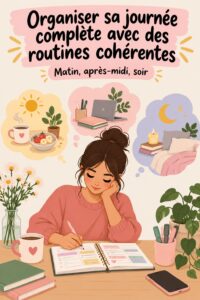 Femme organisant sa journée avec une routine claire et sereine.
