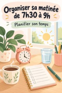 Femme souriante en train de suivre sa routine matinale productive entre 7h30 et 9h