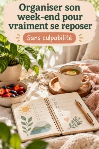 Femme détendue en train de savourer un moment de repos au jardin, illustrant une organisation de week-end apaisante.