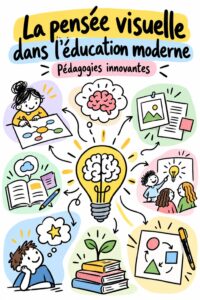Illustration représentant un enseignant utilisant la pensée visuelle en classe pour aider ses élèves à mieux comprendre.