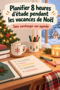 Femme organisant son emploi du temps d'étude pendant les vacances de Noël.