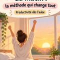 Femme heureuse se levant tôt le matin, prête à commencer sa journée productive.