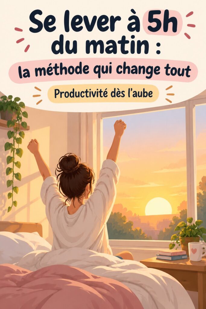 Femme heureuse se levant tôt le matin, prête à commencer sa journée productive.