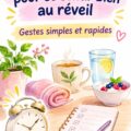 Femme sereine dans son salon en train de méditer le matin