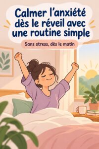Femme sereine pratiquant une routine matinale relaxante dans son salon.