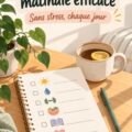 Femme souriante profitant d'une routine matinale calme avec une tasse de thé
