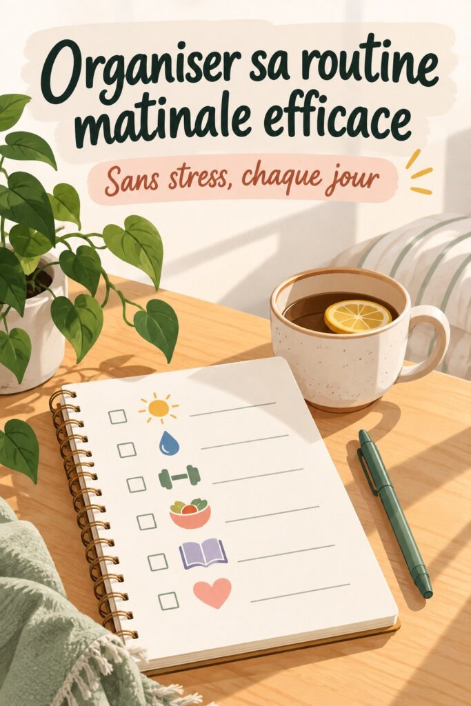 Femme souriante profitant d'une routine matinale calme avec une tasse de thé