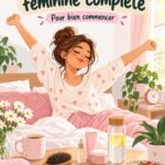 Femme souriante méditant au matin devant sa fenêtre, symbole d'une routine matinale apaisante.