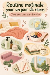 Femme pratiquant une routine matinale relaxante un jour de repos