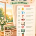 Femme en train de méditer dans le calme d'une matinée ensoleillée, incarnant une routine matinale sereine.