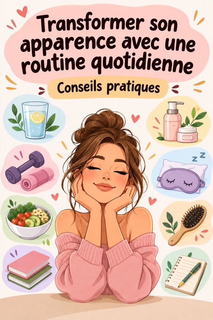 Image d'une femme souriante, mettant en avant une routine quotidienne de beauté pour un glow up
