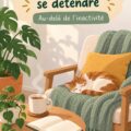 Femme sereine profitant d'un jour de repos planifié dans une ambiance relaxante.
